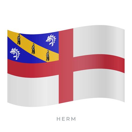 Herm waving flag vector icon. National symbol of Herm. Vector illustration isolated on white.のイラスト素材