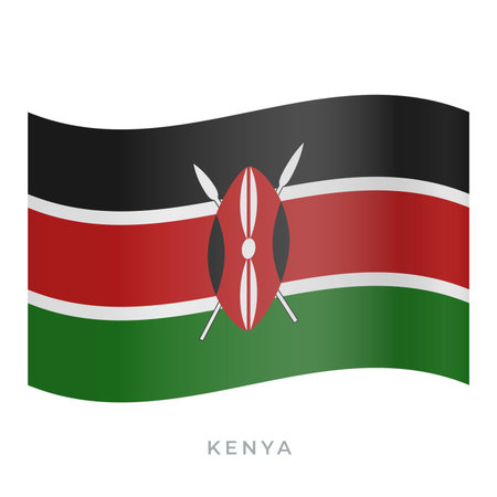 Kenya waving flag vector icon. National symbol of Kenya. Vector illustration isolated on white.のイラスト素材