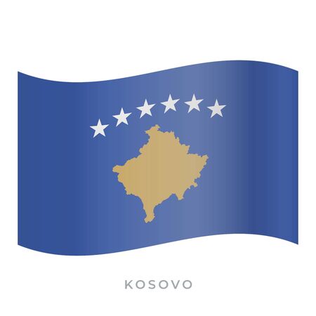 Kosovo waving flag vector icon. National symbol of Kosovo. Vector illustration isolated on white.のイラスト素材
