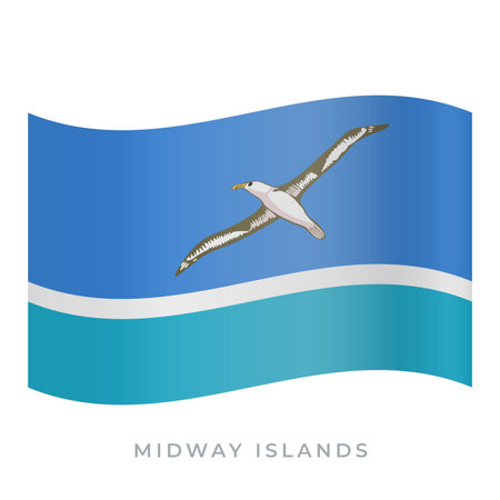 Midway Islands waving flag vector icon. National symbol of Midway Islands. Vector illustration isolated on white.のイラスト素材