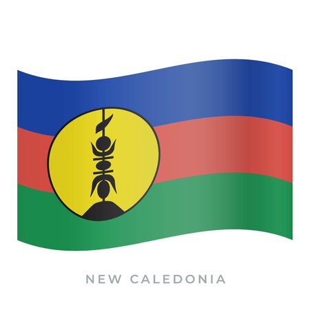 New Caledonia waving flag vector icon. National symbol of New Caledonia. Vector illustration isolated on white.のイラスト素材