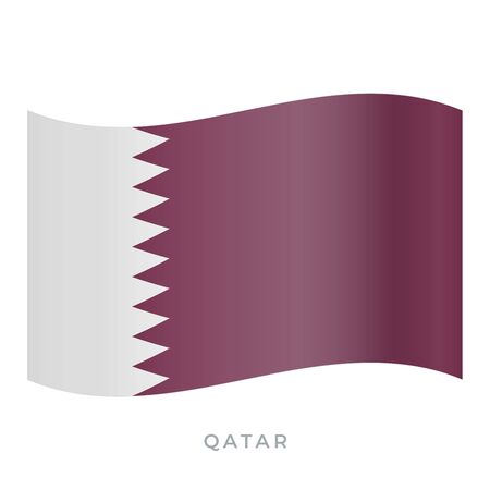 Qatar waving flag vector icon. National symbol of Qatar. Vector illustration isolated on white.のイラスト素材