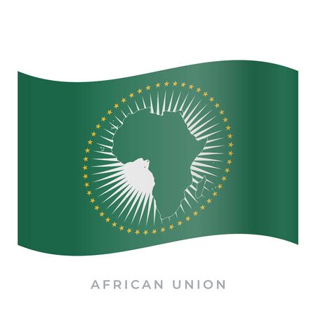 African Union waving flag vector icon. Symbol of African Union. Vector illustration isolated on white.のイラスト素材