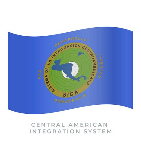 Central American Integration System waving flag vector icon. Fluttered in the wind. Vector illustration isolated on white.のイラスト素材