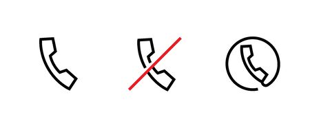 Set of vector isolated black icon on a white background - phone vector, fast call, end call, support. Editable Lineのイラスト素材