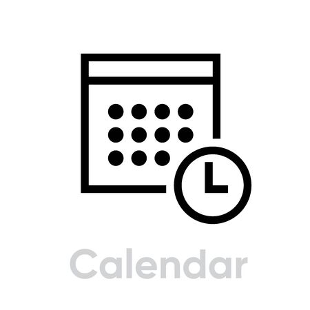 Calendar icon. Editable Vector Outline. Symbol Organization Time Single Pictogramのイラスト素材