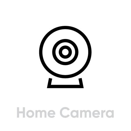 Home Camera icon. Editable Vector Outline. Black and white Single Pictogram trendy simple symbol videographing.のイラスト素材