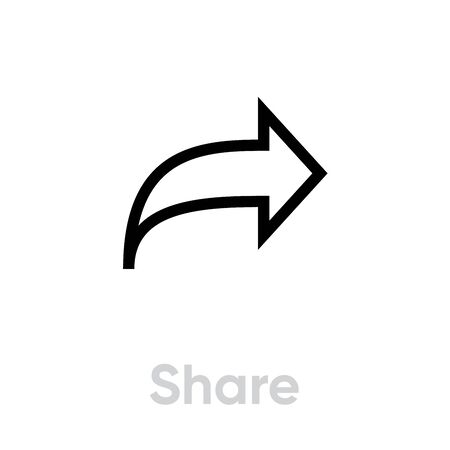 Share video tv icon. Editable line vector. Curved arrow symbol. Single pictogram.のイラスト素材
