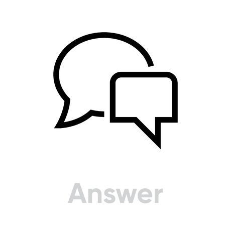 Answer chat message icon. Editable line vector. Blank chat letter elements rectangular and round. Single pictogram.のイラスト素材