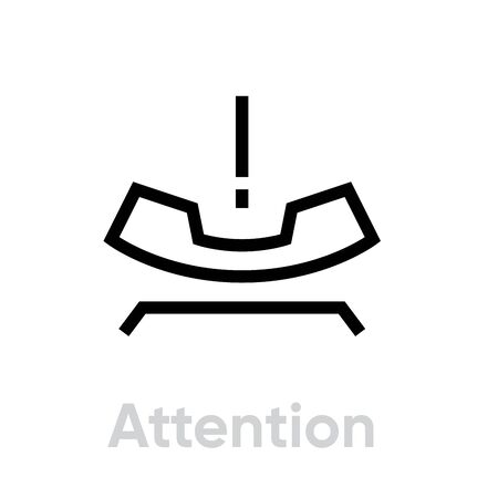 Attention call phone. Editable line vector. A vintage telephone handset lies and an exclamation mark symbol. Single pictogram.のイラスト素材