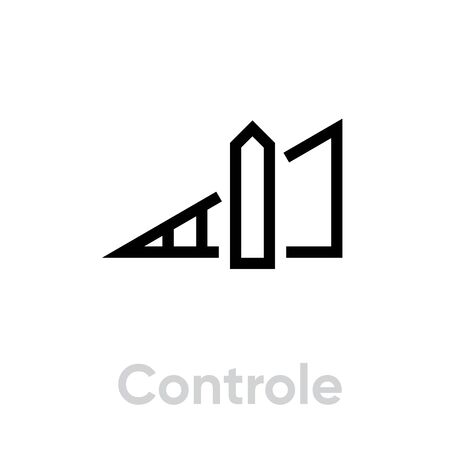 Control sound music icon. Editable line vector. Triangular symbol volume increase label in the middle. Single pictogram.のイラスト素材