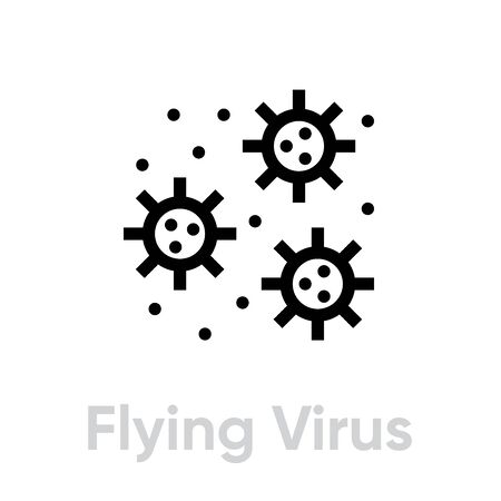 Flying Virus Spread icon. Editable line vector.のイラスト素材