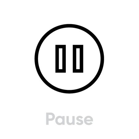 Pause icon. Editable Vector Outline. Media player control button for website and mobile app. Single Pictogram.のイラスト素材