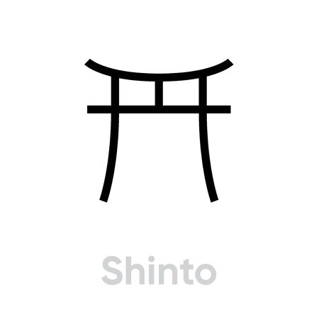 Shinto Religion icon. Editable line vector.のイラスト素材