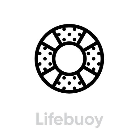 Lifebuoy flat icon. Editable Line Vector.のイラスト素材