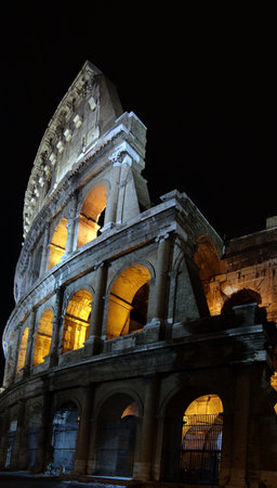 Ruins of the Collosseo of an ancient Roman construction for entertainments. 