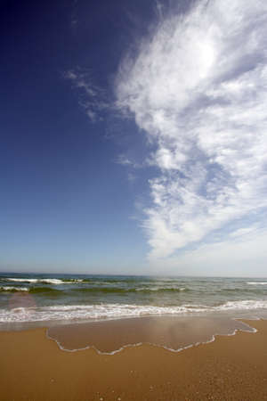 calmed sea in an empty beachの写真素材