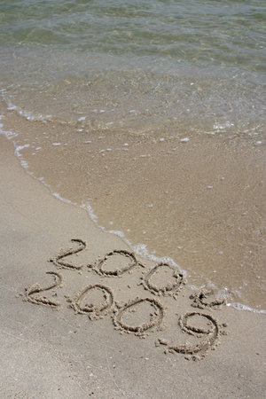New year 2009 inscription at the tropical beach