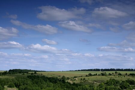 Panorama of hilly district in Ukraineの写真素材