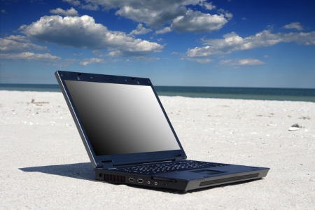 Busines Laptop on seacoastの写真素材