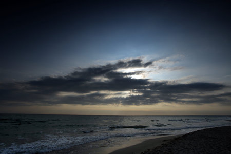 Beautiful sunset on seacoast in Ukrain