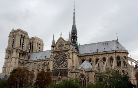 The Notre dame de paris church side viewの写真素材