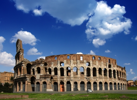 Ruins of the Collosseo of an ancient Roman construction for entertainments. の写真素材