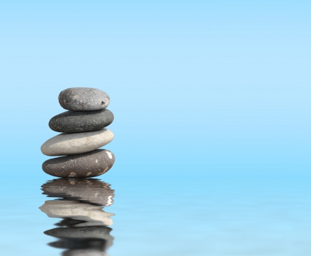 SPA stone on blue water backgroundの写真素材
