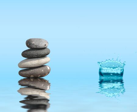 blue water splash on blue backgroundの写真素材
