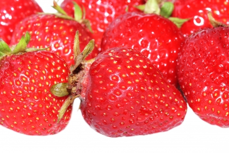 Strawberry group on a white backgroundの写真素材