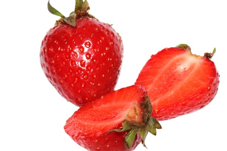 Strawberry group on a white backgroundの写真素材