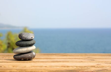 Spa stones against the blue skyの写真素材