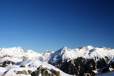 Ski resort in the Alpes in a valley of Montafonの写真素材