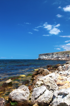 Sea on wild steppe in Crimea, Ukraineの写真素材