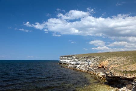 Sea on wild steppe in Crimea, Ukraineの写真素材