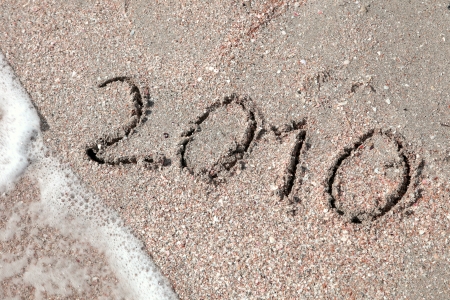 New 2010 year on sandの写真素材