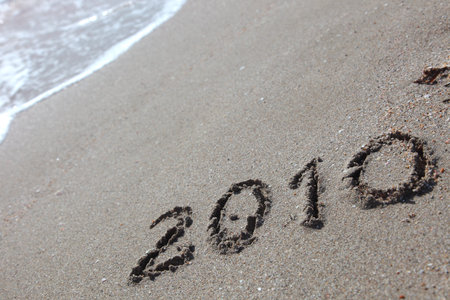 New 2010 year on sand
