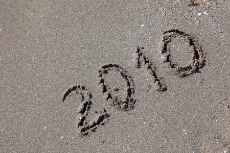 New 2010 year on sandの写真素材