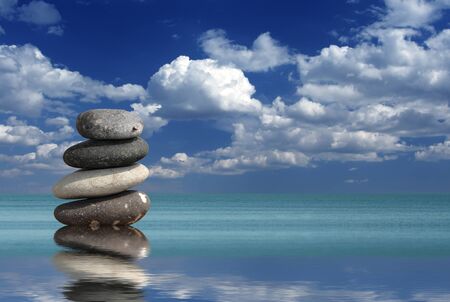 Spa stones against the blue skyの写真素材