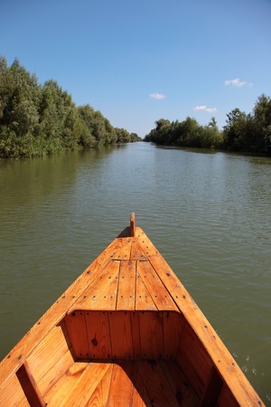 Way by a boat to the end of Danube, Vilkovo, Ukraineの写真素材