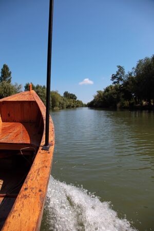 Way by a boat to the end of Danube, Vilkovo, Ukraineの写真素材