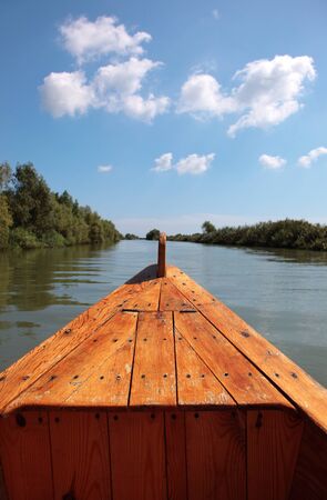 Way by a boat to the end of Danube, Vilkovo, Ukraineの写真素材
