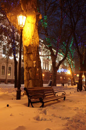 Odessa in a snow on a winterの写真素材