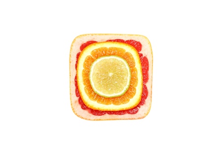 Slice of an orange close up の写真素材