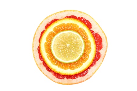 Slice of an orange close up の写真素材