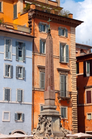 Egyptian obelisk, in the middle of Piazza Minerva, Rome Italyの写真素材