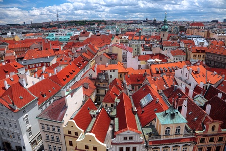 View of Prague from a tower balconyの写真素材