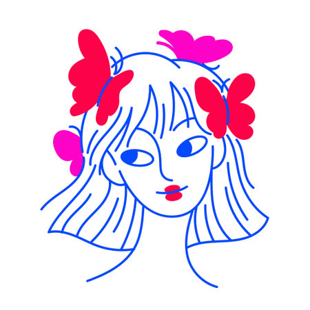 International Womens Day greeting card. Abstract different woman portrait. Women empowerment. Vector linear doodle hand drawn illustration.のイラスト素材