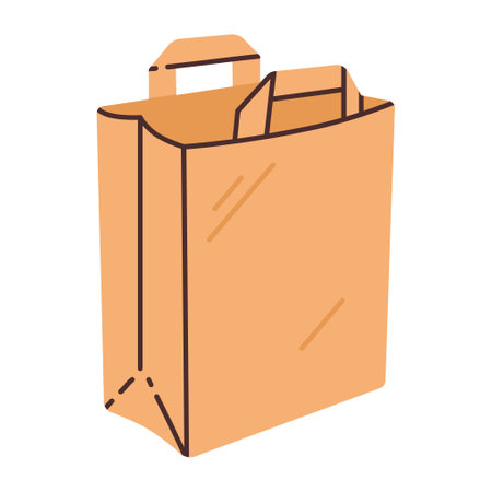 Eco-friendly paper bag for shopping in a store isolated on a white background.のイラスト素材
