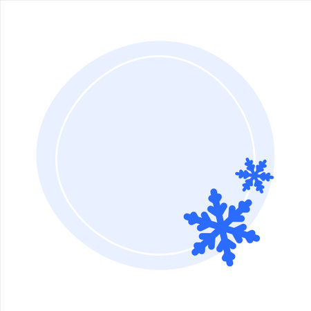 Winter cool minimalist sale circle label made from minimalist snowflakes with space for your text. Round winter discount flyer banner social media post status or cover illustrationのイラスト素材